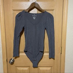 Gray long sleeve bodysuit
